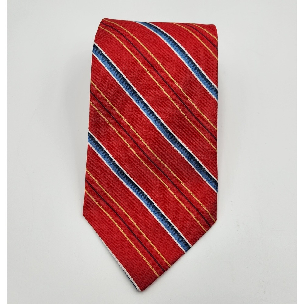 JoS. A. Bank Pointed Neck Tie Mens One Size Red Striped 100% Silk Formal Classic